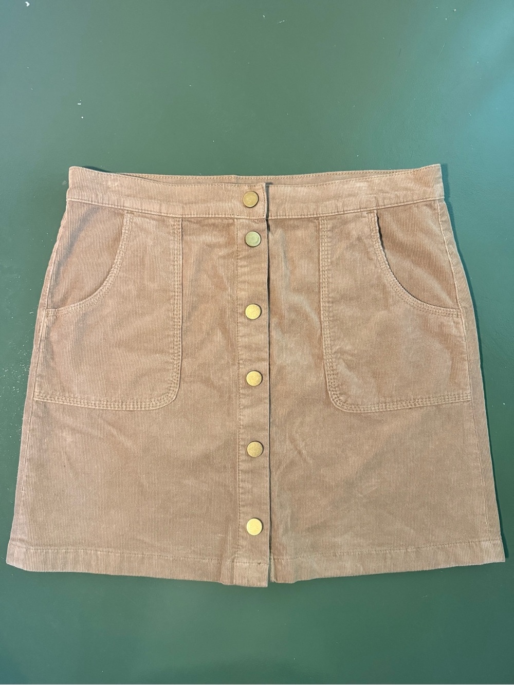Tory Burch Tan Button-Front Corduroy Mini Skirt
